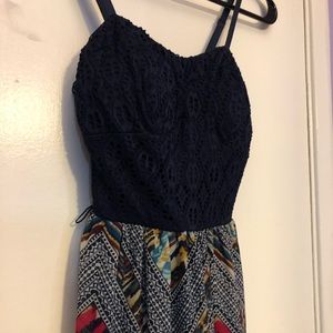 Lily Rose Navy Patterned Maxi Dress